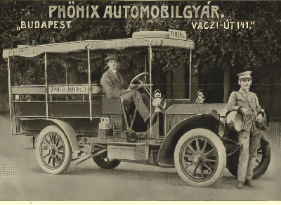 A Phönix Automobilgyár “Turul” nevezetű Svábhegy és Jánoshegy között közlekedő autóbusza, 1910-es évek